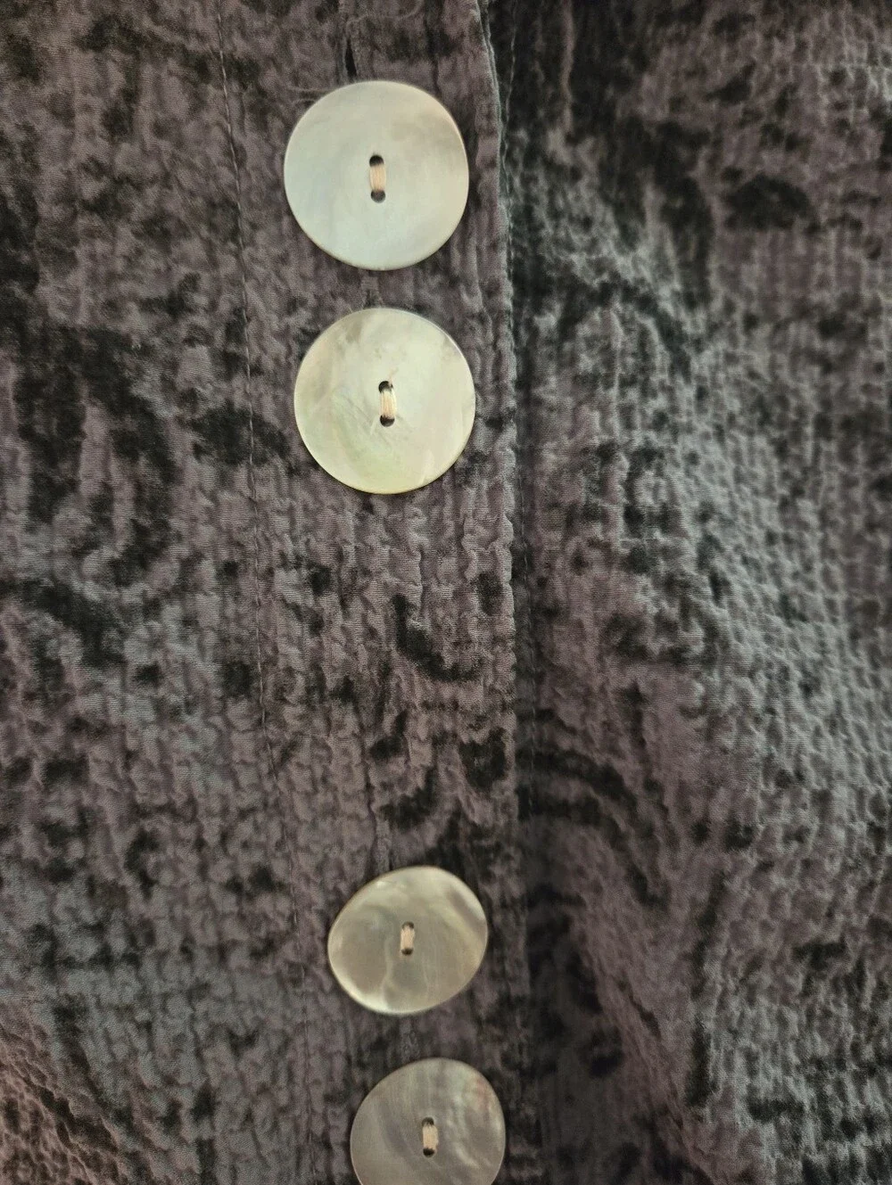 Habitat Womens Button Front Jacket Medium Crinkle Textured Gray Casual Lagenlook - Picture 6 of 8